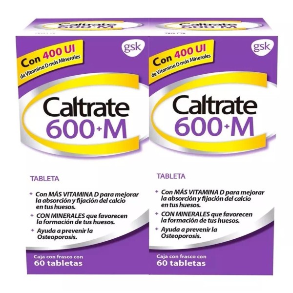 Caltrate 600+m 2 Pack De 60 Tabs C/u