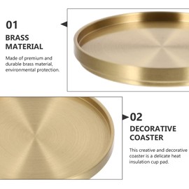 WINOMO Coaster Brass Coffee Table Decor Unique Kitchen Supplies Gold Coaster Round Small Storage for Home Office Housewarming Gift