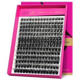 VEYESBEAUTY Lash Clusters Fluffy Individual Lash Extensions Xtreme 3D Layered Volume Eyelashes Thin & Invisible Band Wispy Spider Faux Mink Lash Silk 