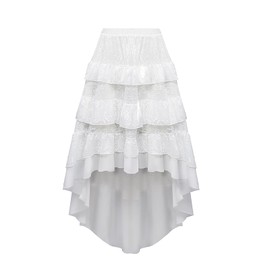 Apocrypha Women Victorian Pirates Skirt Renaissance Vintage Gothic Retro Costume (Large, White)