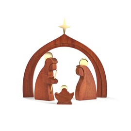 nambe 4-Piece Acacia Wood Holy Family Nativity Set - Luxurious Gold Accents, Stunning Religious Christmas Scene - Joseph, Mary, Baby Jesus, Crèche - Ideal for Traditional & Festive Home Decoration