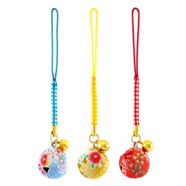 Zoon Flower Crepe Bell (Diameter 0.8 inch (20 mm), 0.3 inch (8 mm), Japanese Pattern, Crepe, Rooting Charm, Key Holder, Size M, Acrylic, No Gemstone
