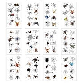 SZSL 12 Pcs Spider Tattoo Stickers Waterproof Sweatproof Disposable Tattoo Stickers for Adults Kids