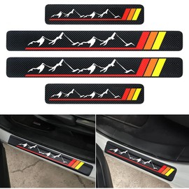 4PCS Carbon Fiber Style Door Sill Protector Anti-Dirty Compatible with Toyota Tundra Car Accessories