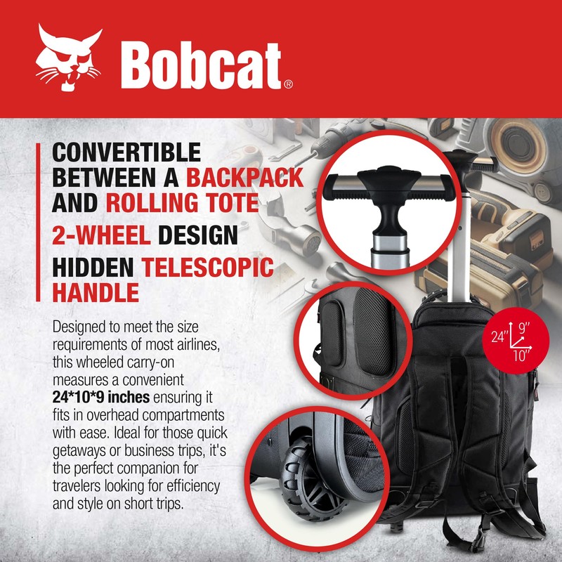 Bobcat Rolling Tool Bag with Organizer & EVA Pocket -