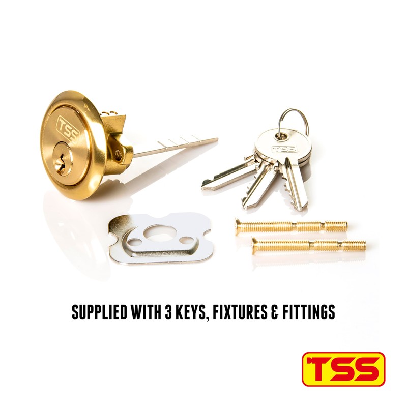 TSS Replacement Locking Rim Cylinder Lock, Supplied with 3 Keys.