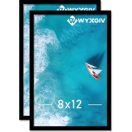 Wyxgiv 8x12 Picture Frame Set of 2, Lightweight yet Durable Black Frame with High-clarity Plastic Display 8 x 12 Inch Photo Horizontally/Vertically (2 Packs|Black|8"x12")
