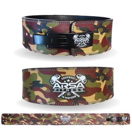 Arsa Fitness 10MM Competition Weightlifting Lever Belt for Men & Women, Powerlifting, Bodybuilding, & Strength Training - Camoflage Series (Brown Camo, Large)