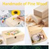 YXFZPAN Wooden Box with Hinged Lid - 8x6x3 Inch Natural