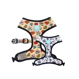 DUKIER - Reversible Harness for Dogs, Anti-Pull, Pets, Safety, Neoprene, Tattoo, Size S