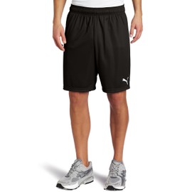 PUMA Men's Team Shorts with Inner Slip, Black-White, Small
