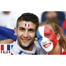 France Flag Tattoos,10 Sheets France Flag World Cup|Bastille Day|Sports Temporary Face Tattoos Stickers,40 Pcs Waterproof Sweat Sports National Flag Tattoos For Men Kids Women(France)