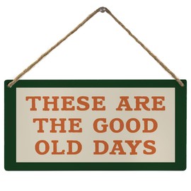 FLVGE These Are The Good Old Days Wood Wall Hanging Sign, Inspirational Retro Home Wooden Sign, Motivational Living Room Bedroom Decor, Housewarming Gifts for New Home House