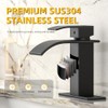 Ryuwanku Bathroom Faucet Matte Black Modern Waterfall Bathroom Sink Faucet