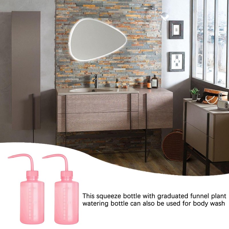 Wash Bottle, Pink Rinse Bottle for Eyelashes, Plastic Squeeze Bottle