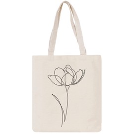 XINGNIAO Canvas Floral Botanical Tote Bag for Women Teacher, Reusable Grocery Bags, Cute Cat Tote Bags Aesthetic for Shopping