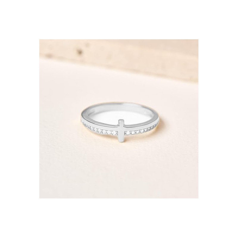 HOLINSE Cross Ring for Women, Engrave Let Go & Let