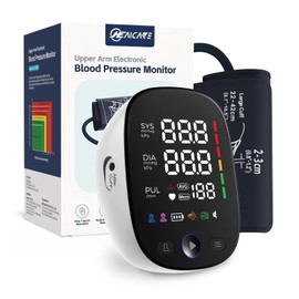 HealCare Upper Arm Electronic Blood Pressure Monitor, Adjustable Wide Range Cuff 8.5''-16.5'', Blood Pressure Monitor for Home Travel Use, Large LED Digital Display with 2×120 Memory