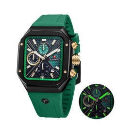 TEARTRACE Chronograph Analog Watches for Men Luminous Waterproof Business Casual Work Wrist Men's Watch with Silicon Strap