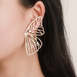 Yienate Large Butterfly Dangle Earrings Gold Hollow Butterfly Wings Drop Earring Stud Boho Butterfly Statement Earring Prom Earrings Jewellery for Women Girls