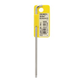 BONDHUS Hexagonal Stubby Double Ball L-Wrench 9/64 Inch (Short Hand: 0.5 inches (12 mm), Long Hand: 4.9 inches (126 mm), Plated SDBL9/64BGXL No. 77008