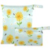 visesunny Sunflower Bee Daisy Green Leaf 2Pcs Wet Bag with