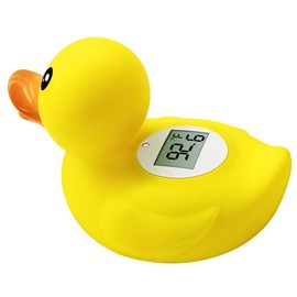 Baby Bath and Room Thermometer - Floating, Auto Sleep Mode, Adjustable Alerts, Safety Certified - Classic Duck