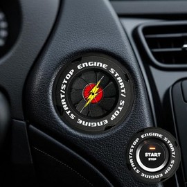 EPOCHHIKE EPOCHHIKE Rotary Push to Start Button Cover, Engine Start Stop Button Cover, Motorcycle Ignition Key Switch Cover, Start Stop Button Cover Decoration DIY Car Motorcycle Interior Decor (Flash-Black)