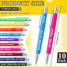 Harloon 10 Pcs Funny Pens for Coworkers Snarky Office Ballpoint Pens with Sayings Black Ink for Women Men Coworkers Office Gifts(Multicolor,Swear)