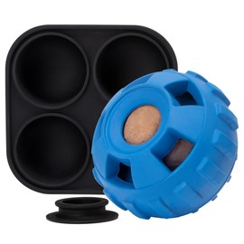 PetZee Interactive Dog Toys for Boredom to Keep Them Busy, Silicone Dog Treat Puzzle Balls, Long-Lasting Reusable Mold, Dishwasher Safe, Navy,S