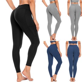 New International Sports Leggings for Pilates and Yoga High-Waist L/Gray 3ea