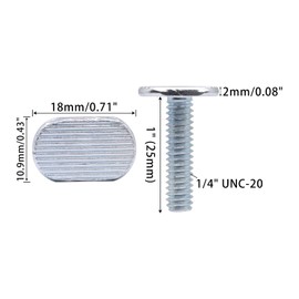 BUXIMN 22pcs 1/4"-20 T Track Bolts for T Track, 1" Length Universal T-Slot Bolts, T-Thread Bolt for Woodworking