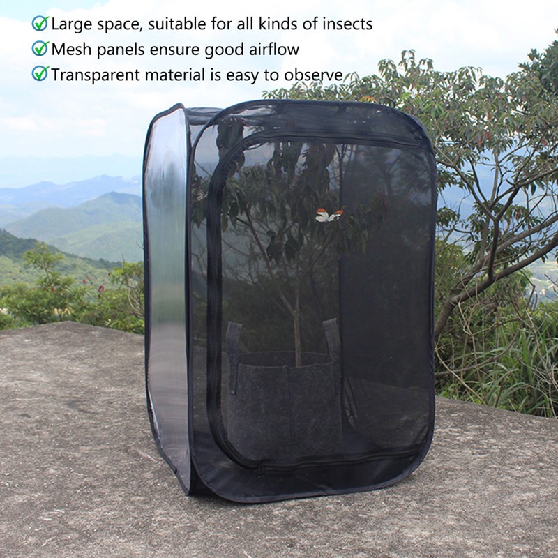 Black Collapsible Foldable Ventilated Insect Light Transmission Mesh Cage House