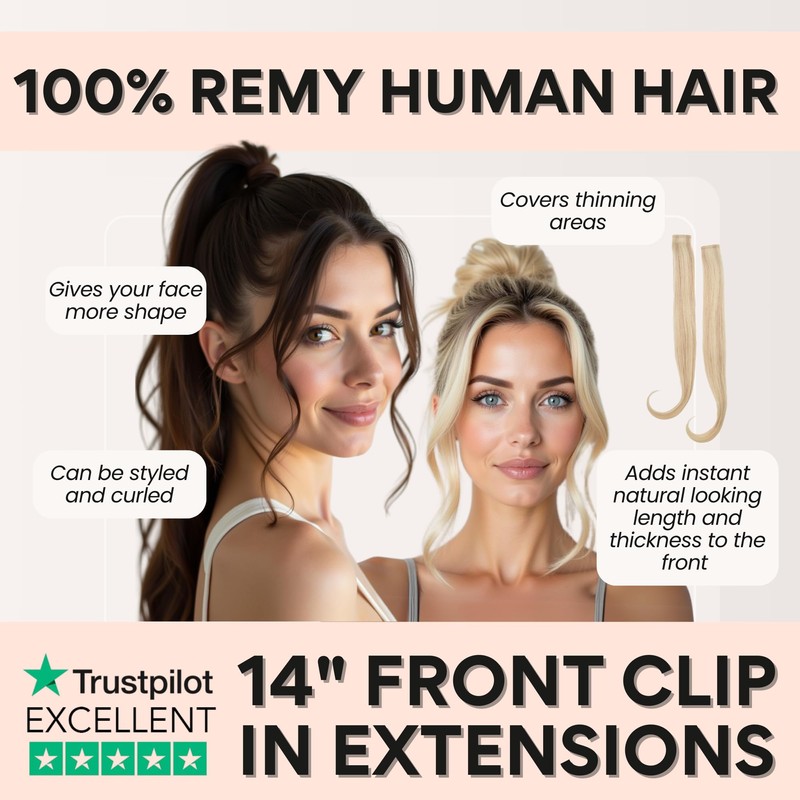 Fringe Clip in Hair Extensions - 100% Remy Human Hair