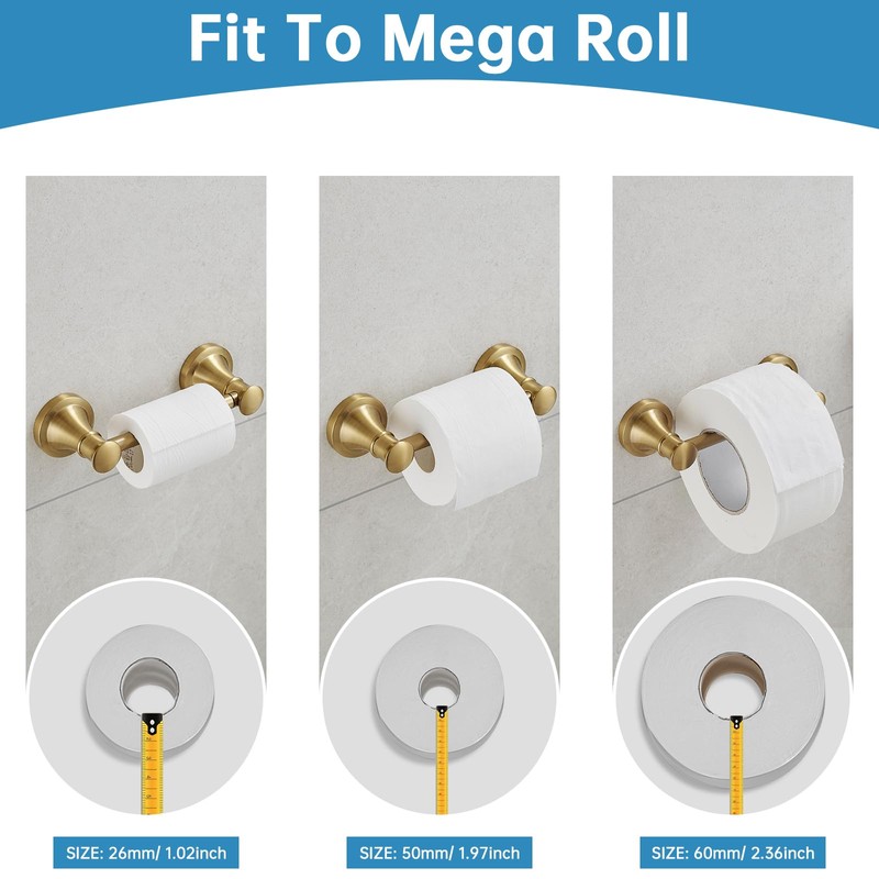 RUMOSE Toilet Paper Roll Holder Bathroom Flexible Pivoting Tissue Handle