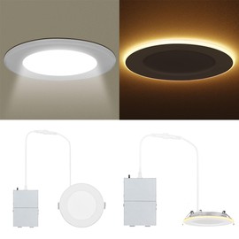 LEDVANCE 4" Night Ring Recessed Ceiling Downlight with Night Light, 10W, Recessed Lighting with 5 CCT (2700K/3000K/3500K/4000K/5000K), 830 LMS, 90 CRI, Energy Star, Damp Rated - 1 Pack (65792)