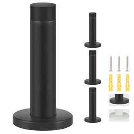 Eumtenr Door Stopper Black, 3.5 Inch Heavy Duty 304 Stainless Steel Door Stop with Sound Dampening Rubber Tips Bumper, Wall Mounted Door Holder Protection, Matte Black (Set of 4)