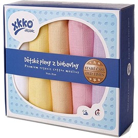 xkko Muslin Nappies 70 x 70 cm Organic Cotton Set of 5 Pastels Girl