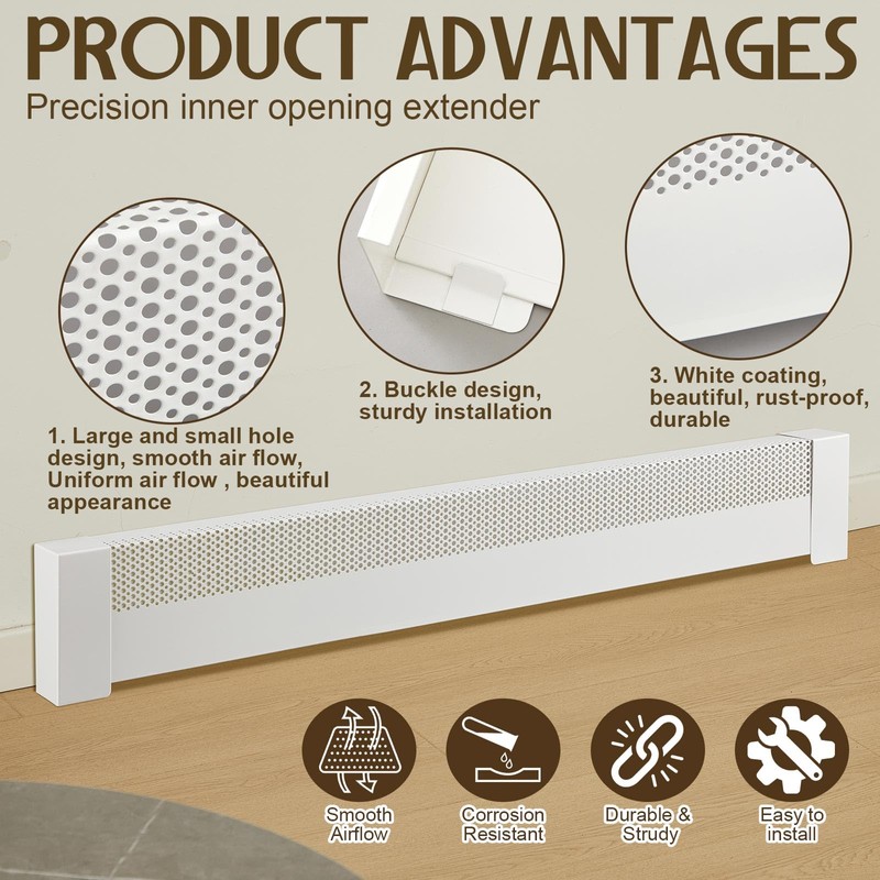 Tandefio 4 ft White Galvanized Steel Easy Slip on Baseboard
