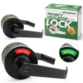 ANNFUZ Privacy Keyless Lever Lock with in-Used Or Vacant Indicator,Vacancy Occupied Bathroom Handle Door Lock for Restrooms,Open/Close Sign,Commerical Grade,for Public Washrooms (Matte Black)