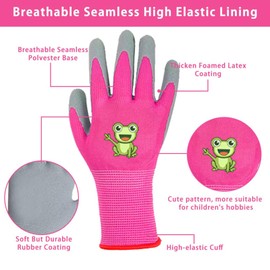 KARELLS 3 Pairs of Gardening Gloves for Children Aged 5-7 Years, Children's Work Gloves, PU Coated Protective Gloves, DIY, Daily Housework, Painting, Outdoor Activities