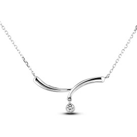 Sterling Silver 0.03 Ct Canadian Diamond Wave Necklace (H-I Color, SI2-I1 Clarity) by POLAR LIGHT DIAMONDS