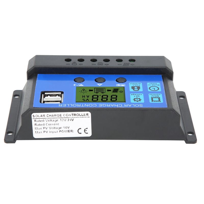 Solar Panel Controller LCD Display Battery Charge Control Dual USB