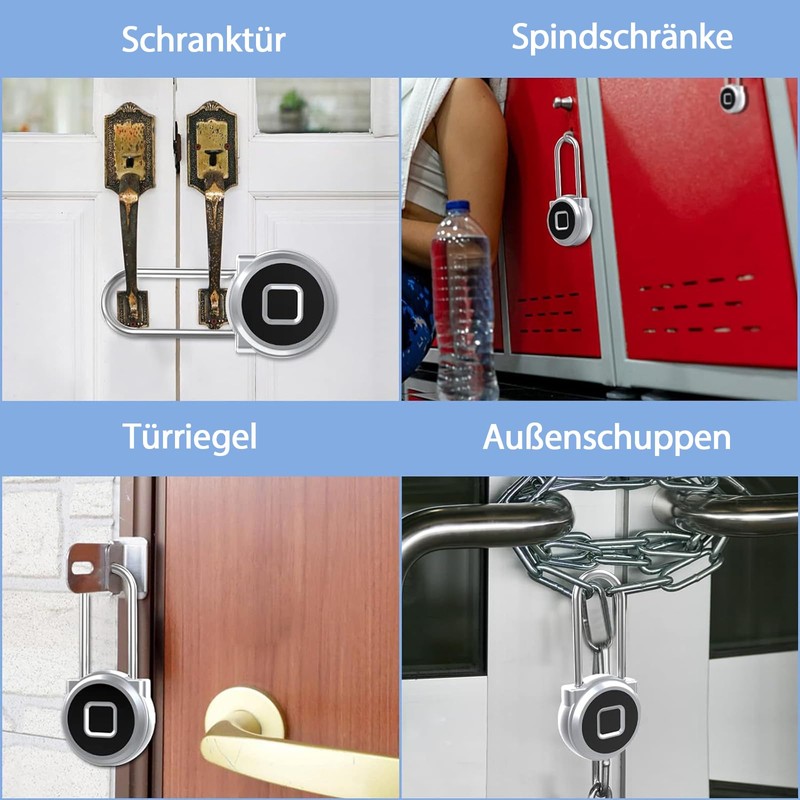 eLinkSmart Long Padlock 45 mm with Fingerprint Phone App Weatherproof