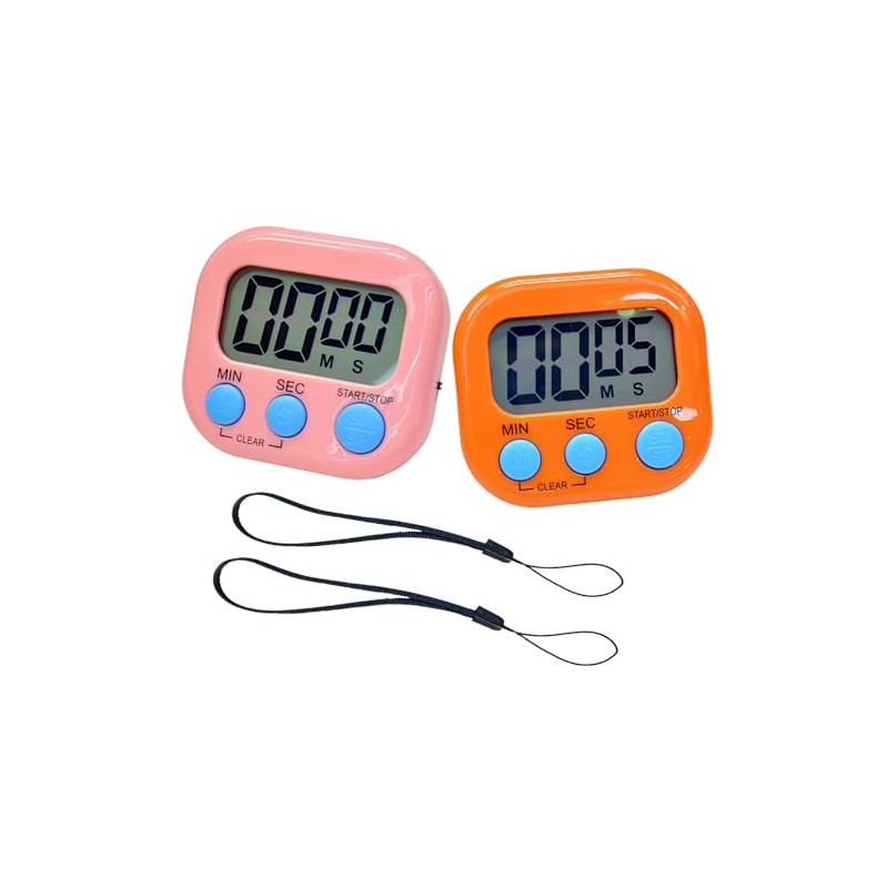 2 Pack Small Digital Kitchen Timer Magnetic Back and On/Off,