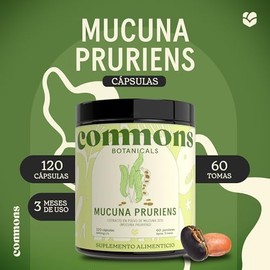 Commons Hongos Adaptógenos - Frijol Mucuna 120 cápsulas - Suplemento Alimenticio Natural - Más de 5 Meses de Suministro - 100% Orgánico