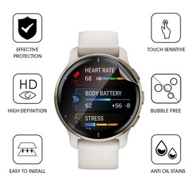 KZIOACSH Screen Protector for Garmin Venu 3 Plus, 3 Pack Ultra-Thin Full Coverage TPU Protective HD Clear Case Cover Anti Scratch Anti-Fingerprint SmartWatch Screen Film Cover for Garmin Venu 3 Plus