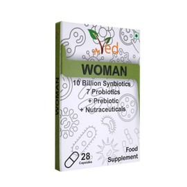 Ved Woman Complex Probiotics and Prebiotics Complex - 10 Billion CFU - 20 Live Bacterial Cultures - 28 Probiotic Complex Capsules for Woman- Lactobacillus crispatus, Silicon Dioxide.