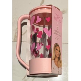 Cafetera de prensa francesa, capacidad de 8 tazas, color rosa con diseño de corazón