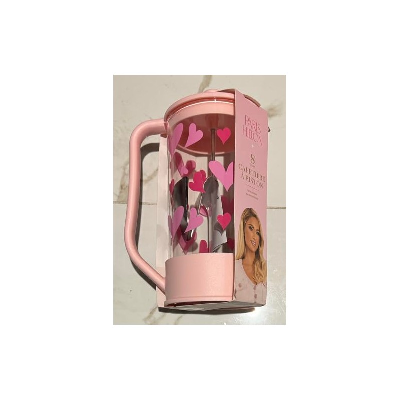 Cafetera de prensa francesa, capacidad de 8 tazas, color rosa